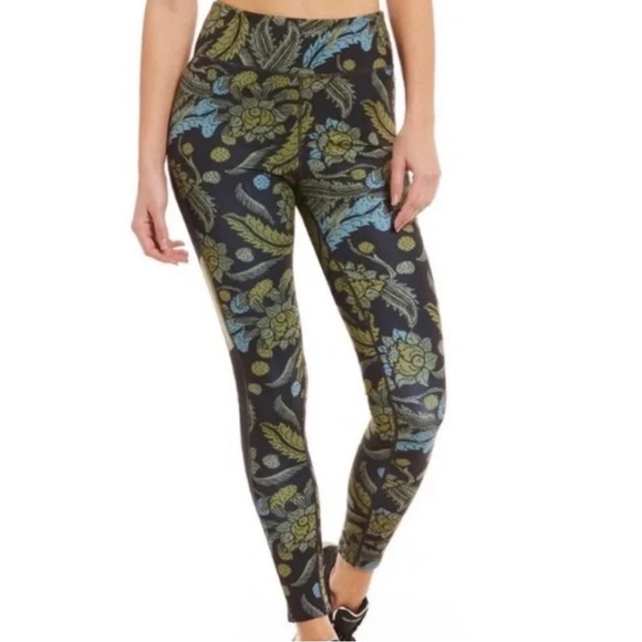 Free People Floral Multi Leggings Mesh Panels szM - Picture 1 of 6